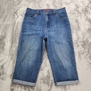 Gloria Vanderbilt Jeans Womens 14 Blue Amanda Capri High Rise Cuffed Stretch